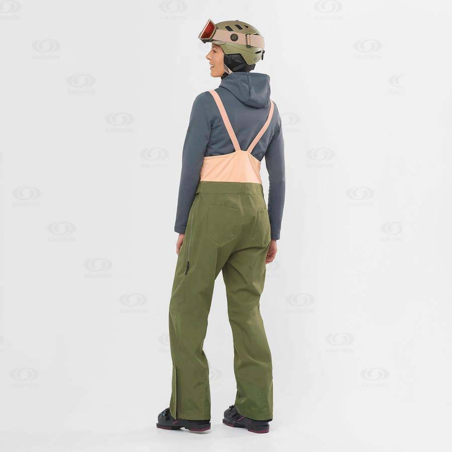 Pantalones De Esquí Salomon STANCE 3L BIB Mujer Verde Oliva | MX-L2362