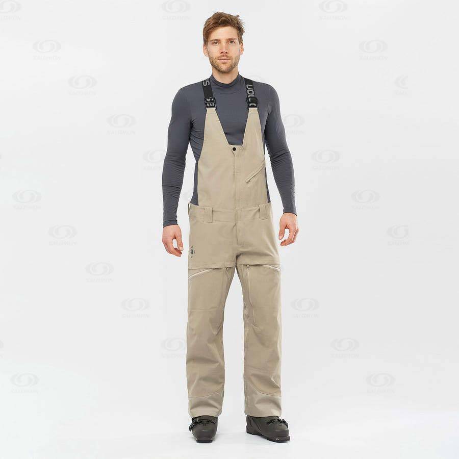 Pantalones De Esquí Salomon STANCE 3L BIB Hombre Beige | MX-O1056