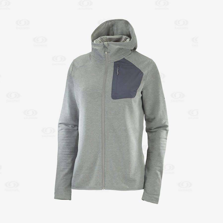 Sudadera Salomon ESSENTIAL LIGHTWARM HOODED Mujer Verdes | MX-O1677