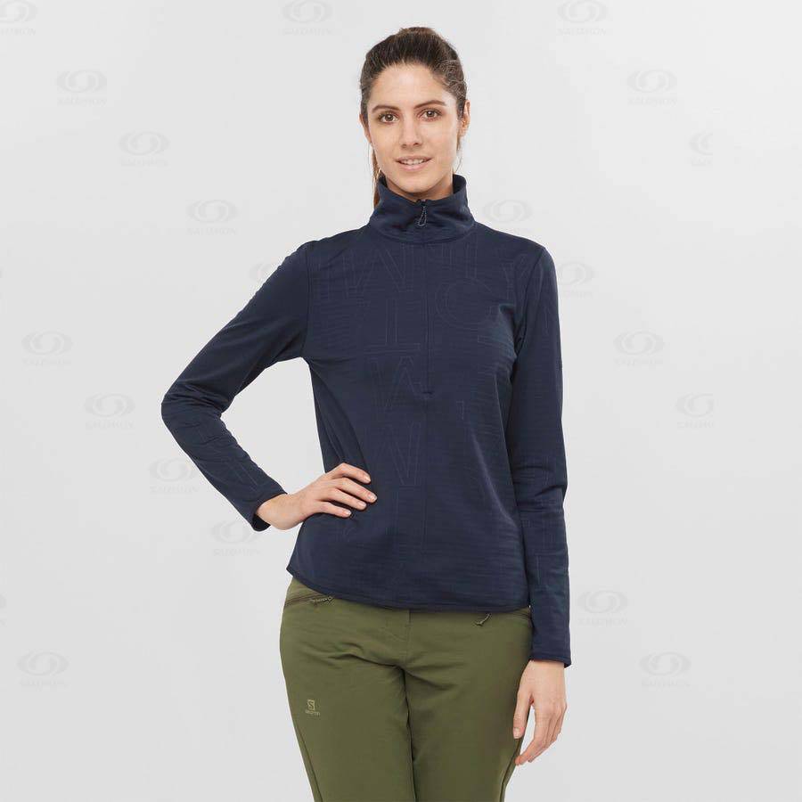 Sudadera Salomon ESSENTIAL LIGHTWARM Mujer Azul Marino Azules | MX-M1902