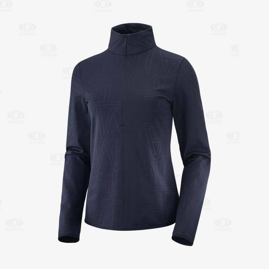 Sudadera Salomon ESSENTIAL LIGHTWARM Mujer Azul Marino Azules | MX-M1902