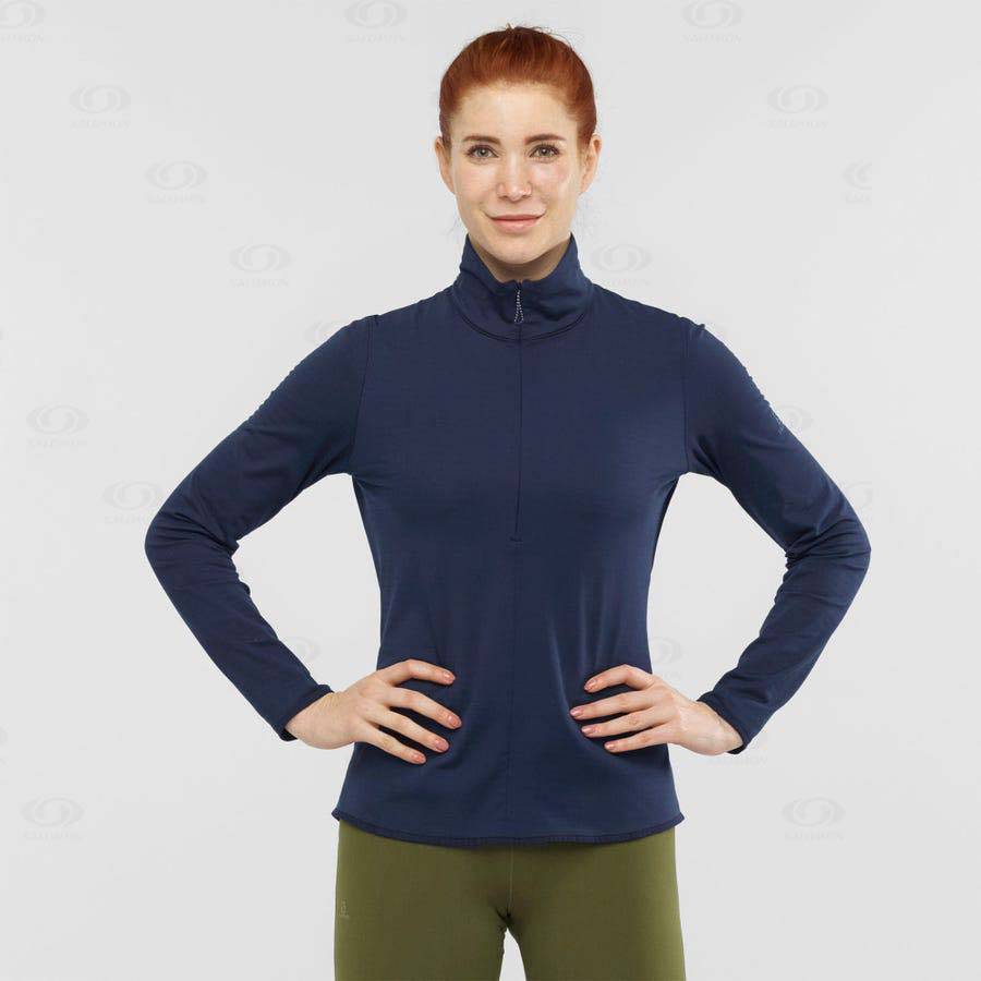 Sudadera Salomon ESSENTIAL LIGHTWARM Mujer Azul Marino | MX-W3980