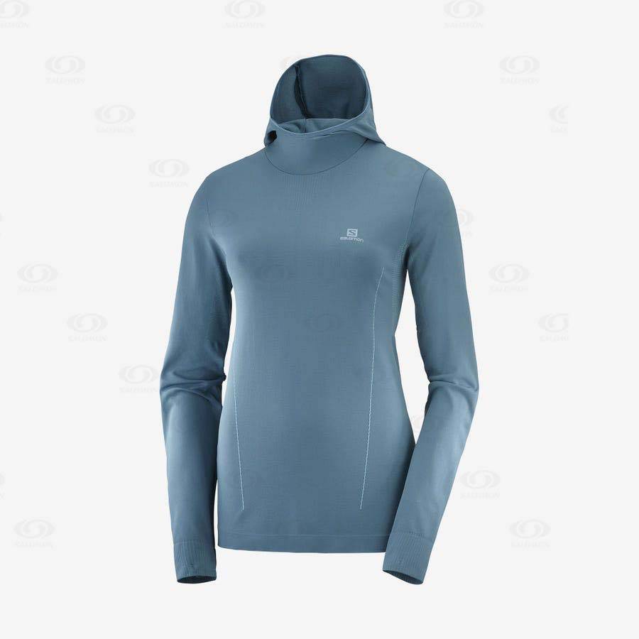 Sudadera Salomon ESSENTIAL SEAMLESS Mujer Azul Marino | MX-L1627