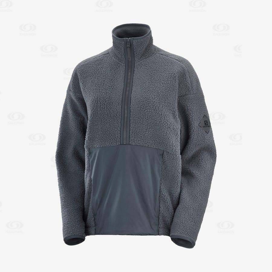 Sudadera Salomon SNOWSHELTER TEDDY Mujer Negros | MX-A1059