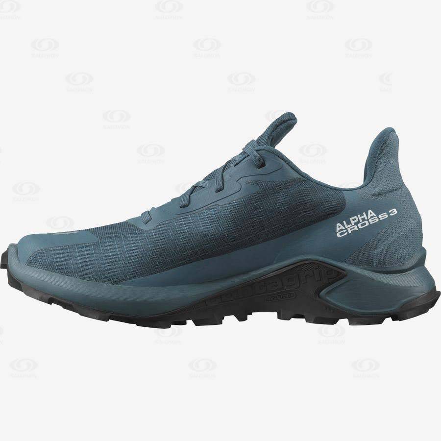 Tenis Impermeables Salomon ALPHACROSS 3 GORE-TEX Hombre Azules | MX-O2274