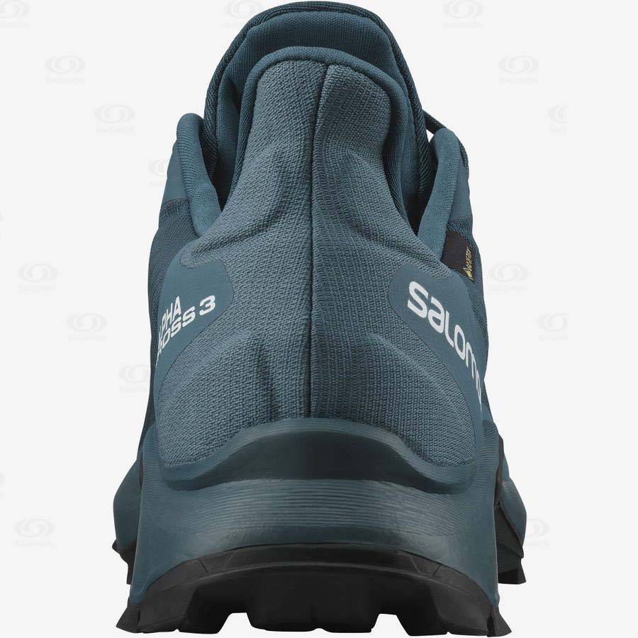 Tenis Impermeables Salomon ALPHACROSS 3 GORE-TEX Hombre Azules | MX-O2274