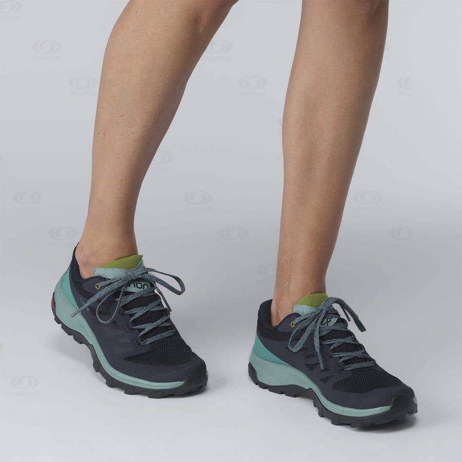 Tenis Impermeables Salomon OUTLINE GORE-TEX Mujer Negros Verdes | MX-S1884