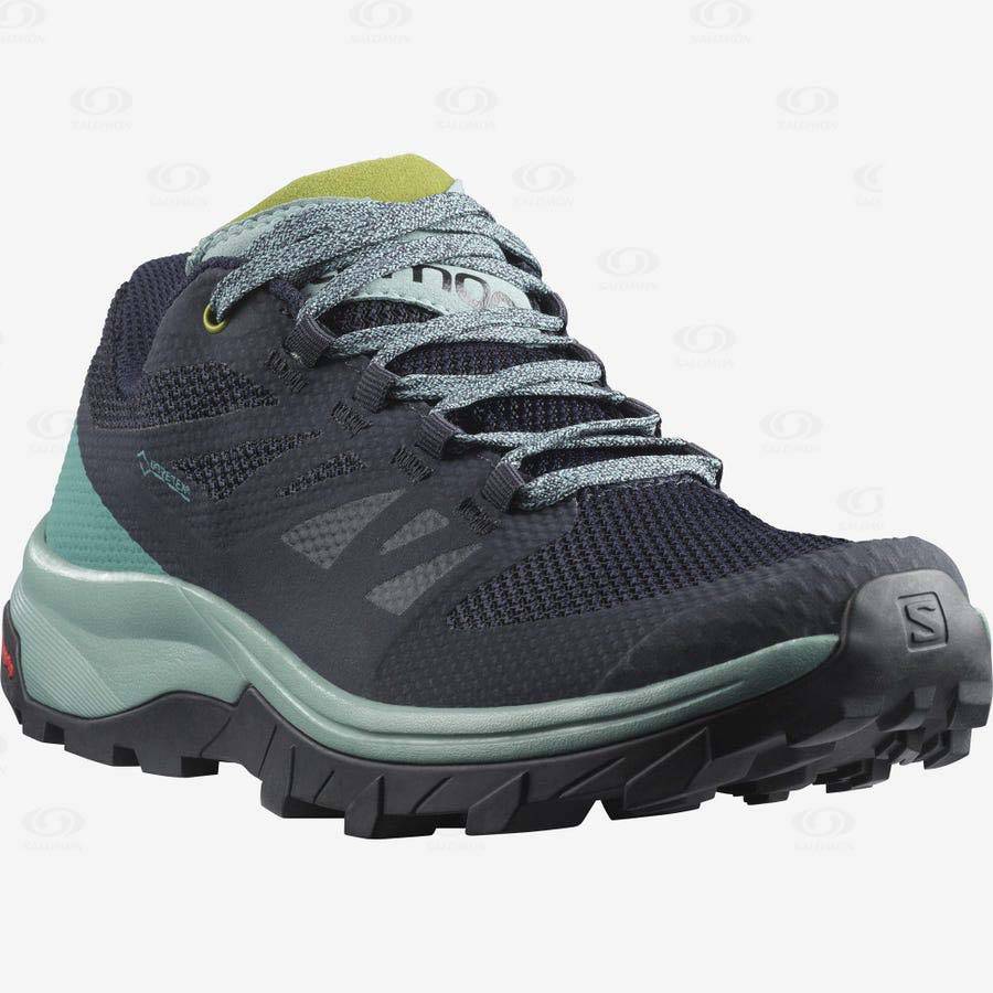 Tenis Impermeables Salomon OUTLINE GORE-TEX Mujer Negros Verdes | MX-S1884