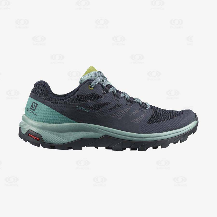 Tenis Impermeables Salomon OUTLINE GORE-TEX Mujer Negros Verdes | MX-S1884