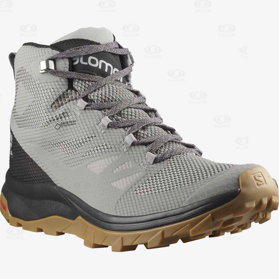 Tenis Impermeables Salomon OUTLINE MID GORE-TEX Hombre Grises Negros | MX-O1392