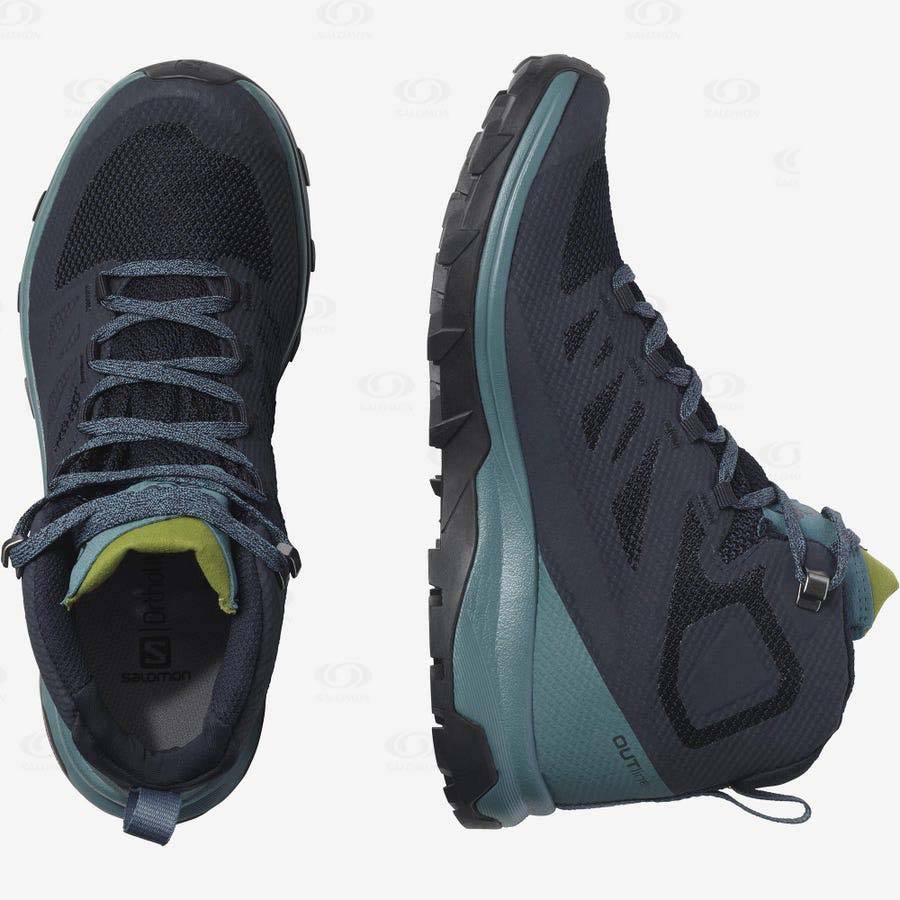 Tenis Impermeables Salomon OUTLINE MID GORE-TEX Mujer Negros Verdes | MX-O1805