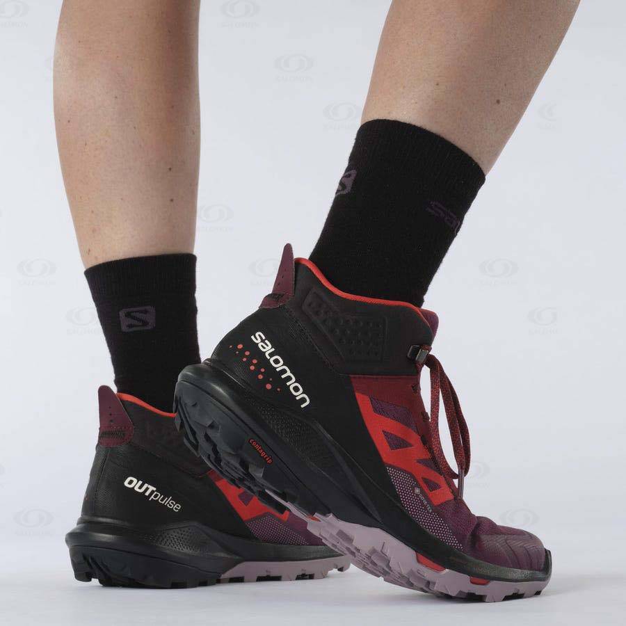 Tenis Impermeables Salomon OUTPULSE MID GORE-TEX Mujer Morados | MX-S2577