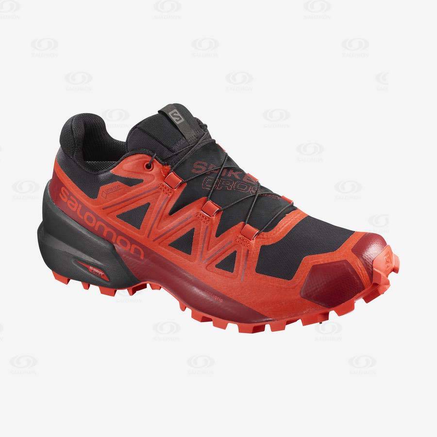 Tenis Impermeables Salomon SPIKECROSS 5 GORE-TEX Mujer Negros Rojos | MX-O1126