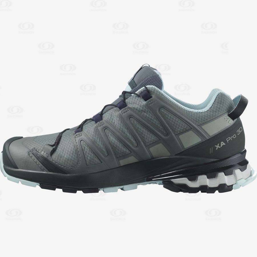 Tenis Impermeables Salomon XA PRO 3D v8 GORE-TEX Mujer Grises | MX-O2307