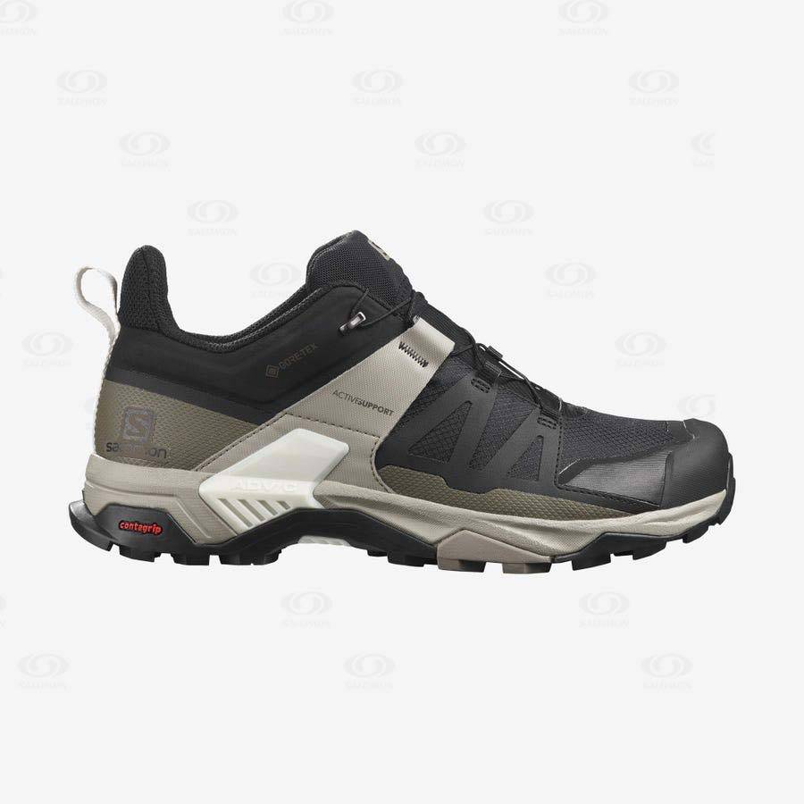 Tenis Impermeables Salomon X ULTRA 4 GORE-TEX Hombre Grises Negros Verdes | MX-M1160