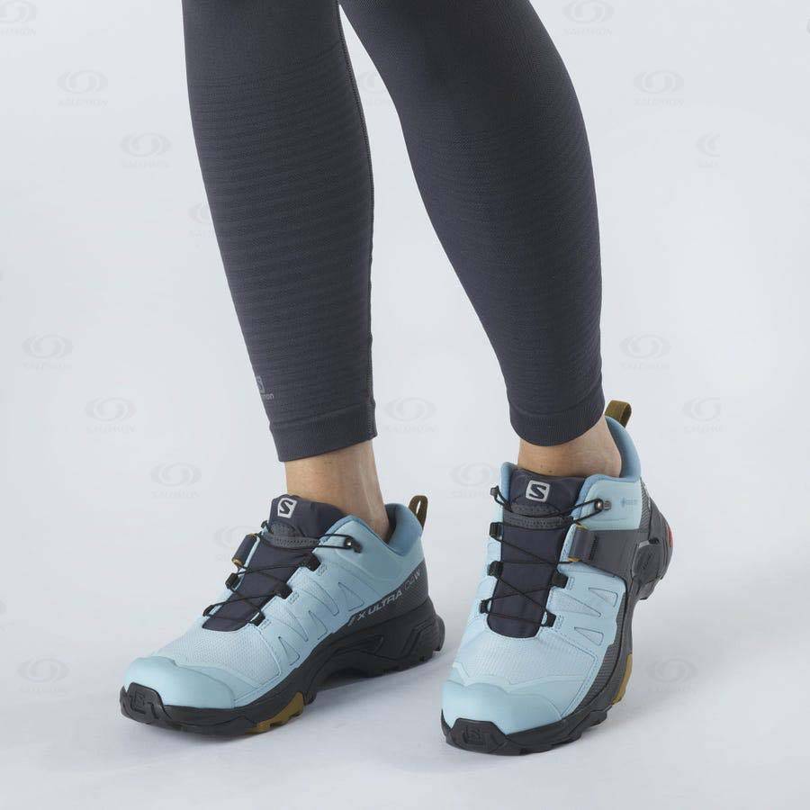 Tenis Impermeables Salomon X ULTRA 4 GORE-TEX Mujer Negros Azules | MX-S1954