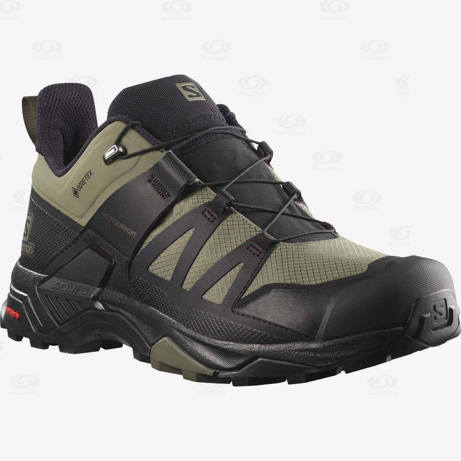 Tenis Impermeables Salomon X ULTRA 4 GORE-TEX Hombre Verde Oliva Negros | MX-W3000