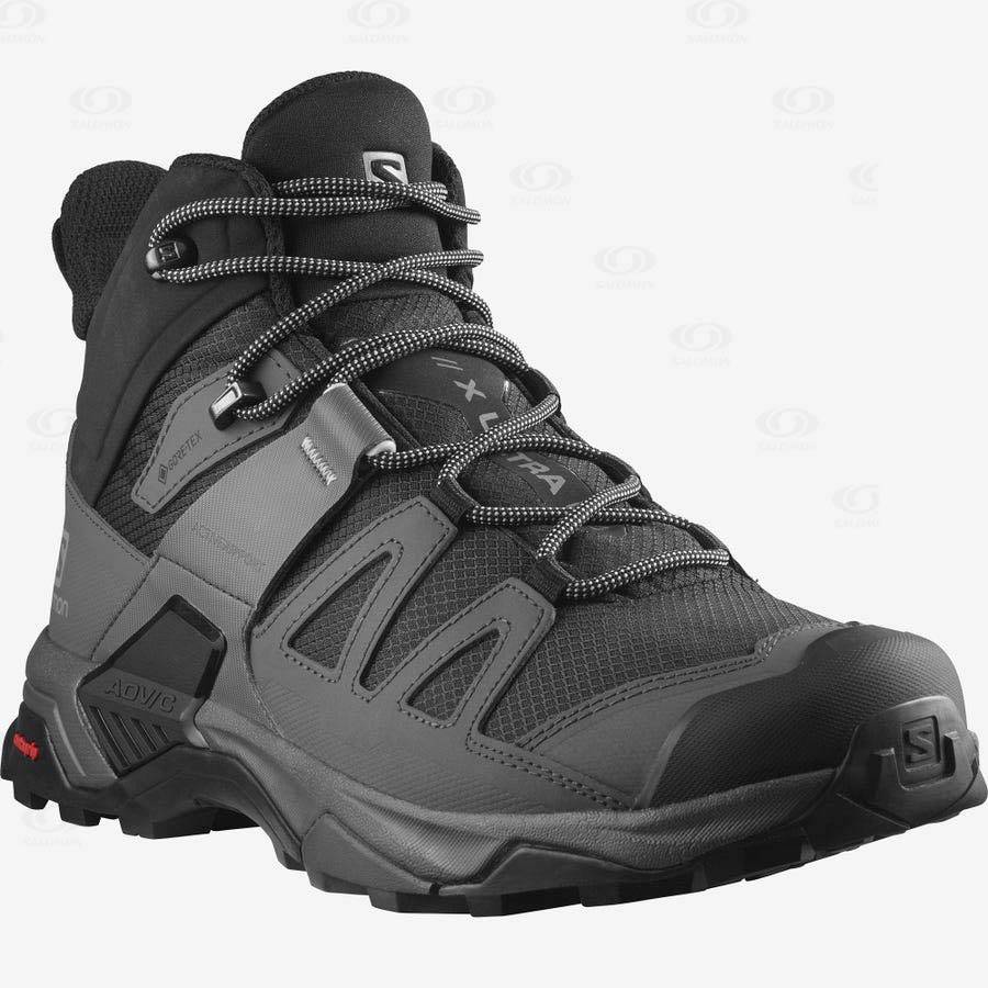 Tenis Impermeables Salomon X ULTRA 4 MID WIDE GORE-TEX Hombre Negros Azules | MX-O1875