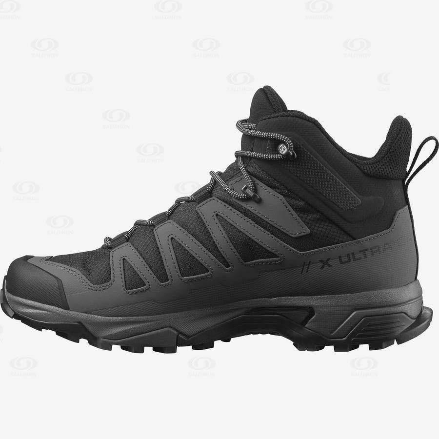 Tenis Impermeables Salomon X ULTRA 4 MID WIDE GORE-TEX Hombre Negros Azules | MX-O1875