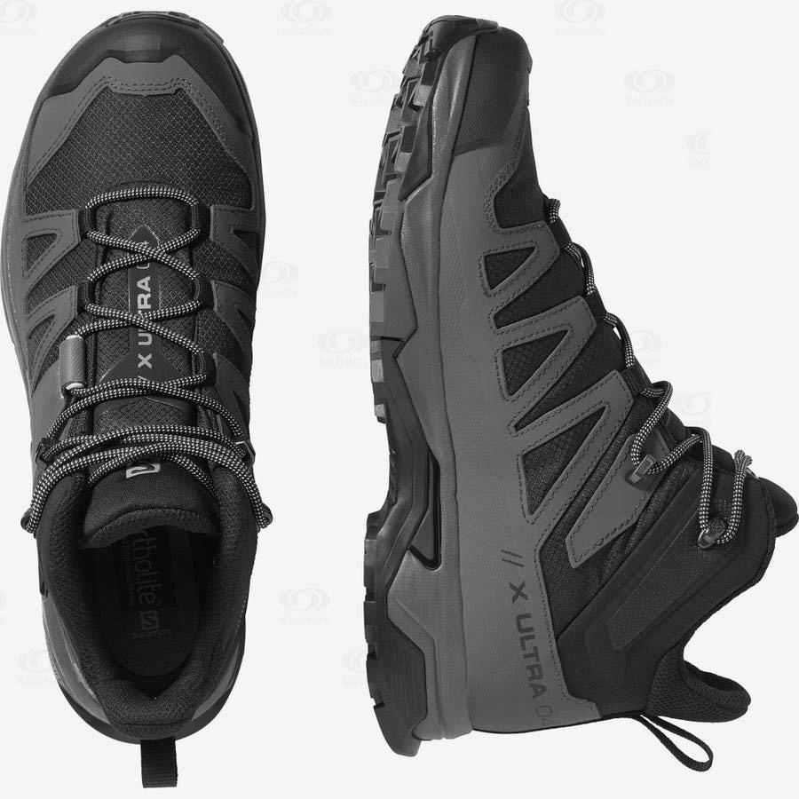 Tenis Impermeables Salomon X ULTRA 4 MID WIDE GORE-TEX Hombre Negros Azules | MX-O1875