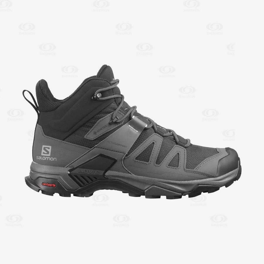 Tenis Impermeables Salomon X ULTRA 4 MID WIDE GORE-TEX Hombre Negros Azules | MX-O1875