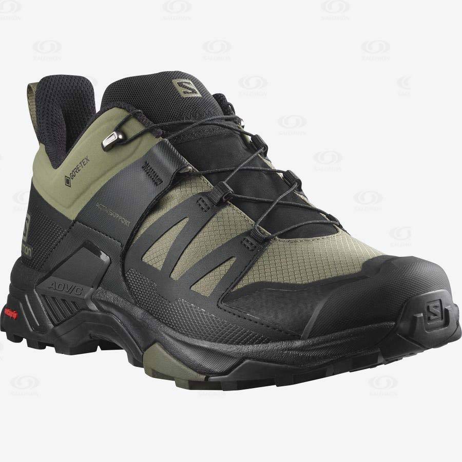 Tenis Impermeables Salomon X ULTRA 4 WIDE GORE-TEX Hombre Verde Oliva Negros | MX-M1979