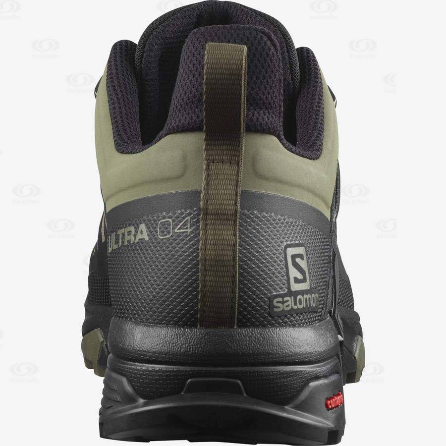 Tenis Impermeables Salomon X ULTRA 4 WIDE GORE-TEX Hombre Verde Oliva Negros | MX-M1979