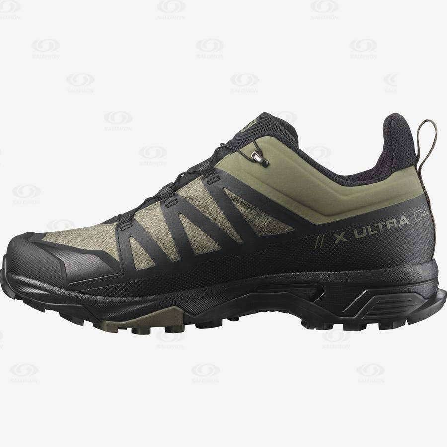 Tenis Impermeables Salomon X ULTRA 4 WIDE GORE-TEX Hombre Verde Oliva Negros | MX-M1979