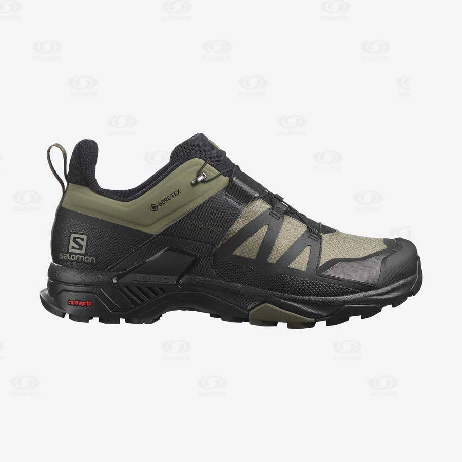 Tenis Impermeables Salomon X ULTRA 4 WIDE GORE-TEX Hombre Verde Oliva Negros | MX-M1979