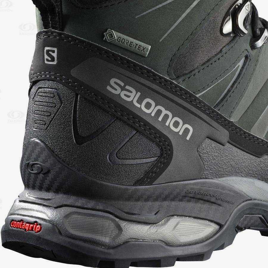 Tenis Impermeables Salomon X ULTRA TREK GORE-TEX Hombre Grises Negros Verdes | MX-L2082