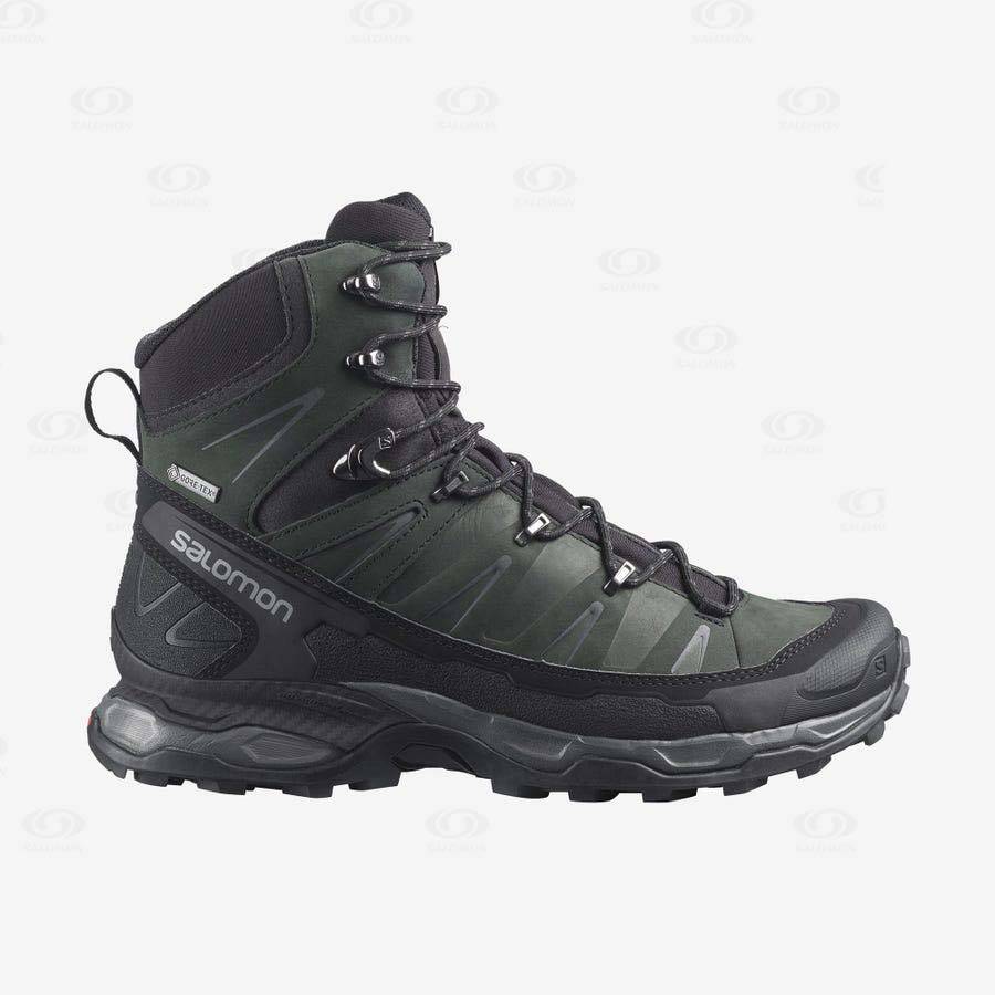 Tenis Impermeables Salomon X ULTRA TREK GORE-TEX Hombre Grises Negros Verdes | MX-L2082