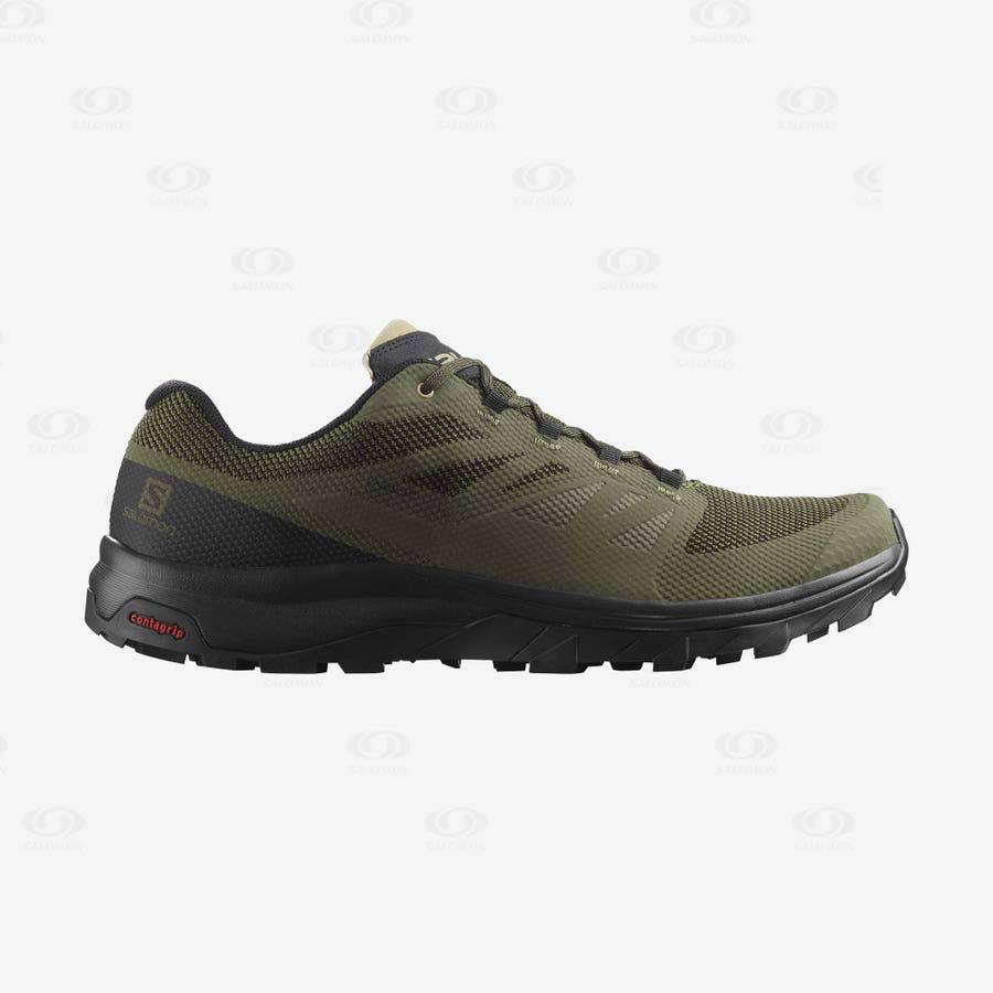 Tenis Senderismo Salomon OUTLINE GORE-TEX Hombre Verde Oliva Negros | MX-O2155