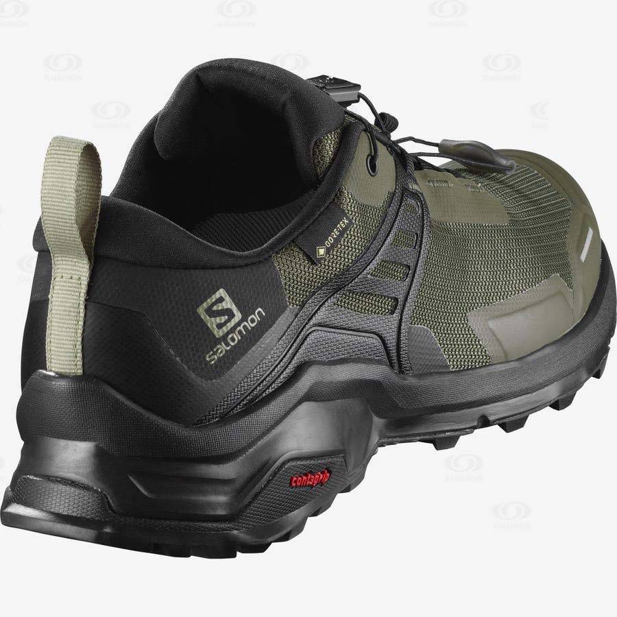 Tenis Senderismo Salomon X RAISE GORE-TEX Hombre Negros Verde Oliva | MX-A1374