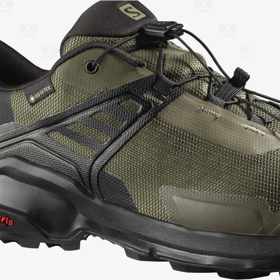 Tenis Senderismo Salomon X RAISE GORE-TEX Hombre Negros Verde Oliva | MX-A1374