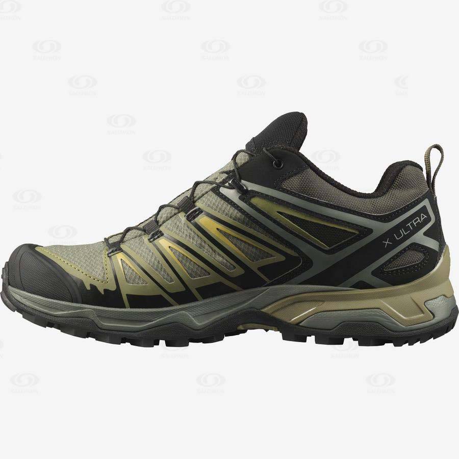 Tenis Senderismo Salomon X ULTRA 3 GORE-TEX Hombre Grises Verdes | MX-M2028