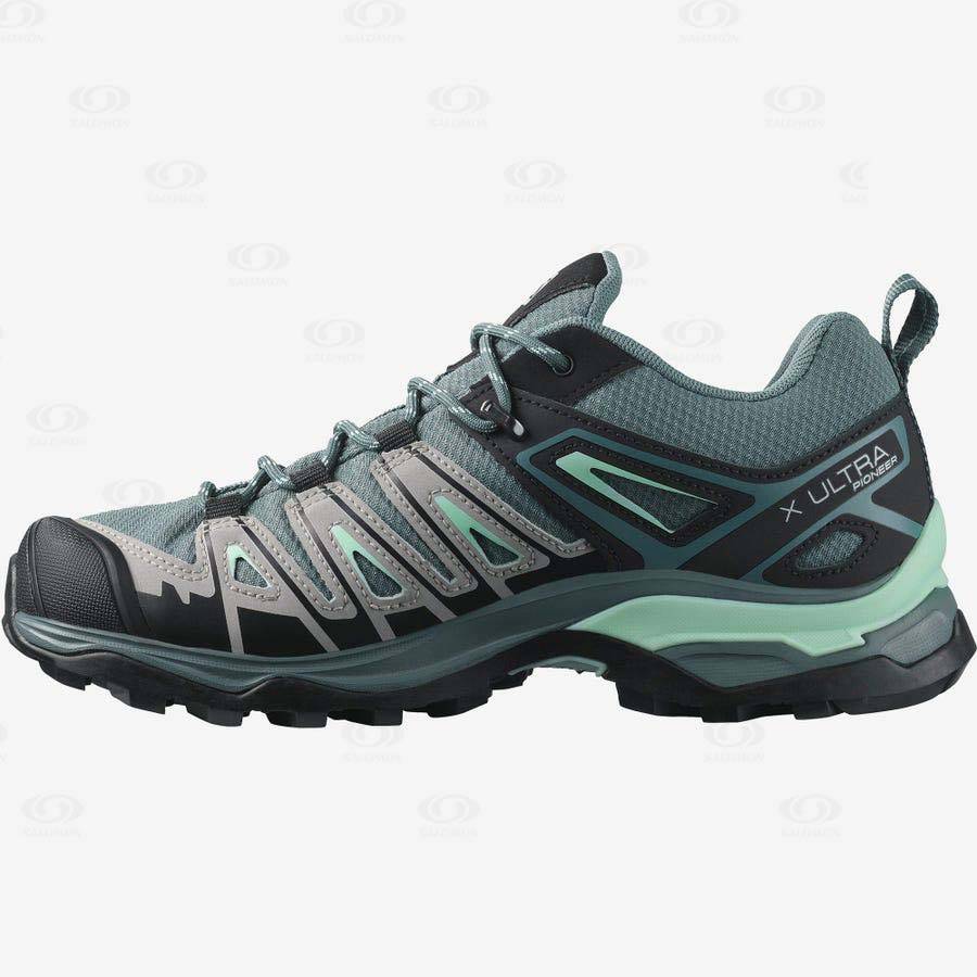 Tenis Senderismo Salomon X ULTRA PIONEER CLIMASALOMON™ WATERPROOF Mujer Verdes | MX-S2150