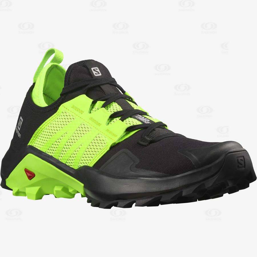 Tenis Trail Running Salomon MADCROSS Hombre Negros Verdes | MX-A2249