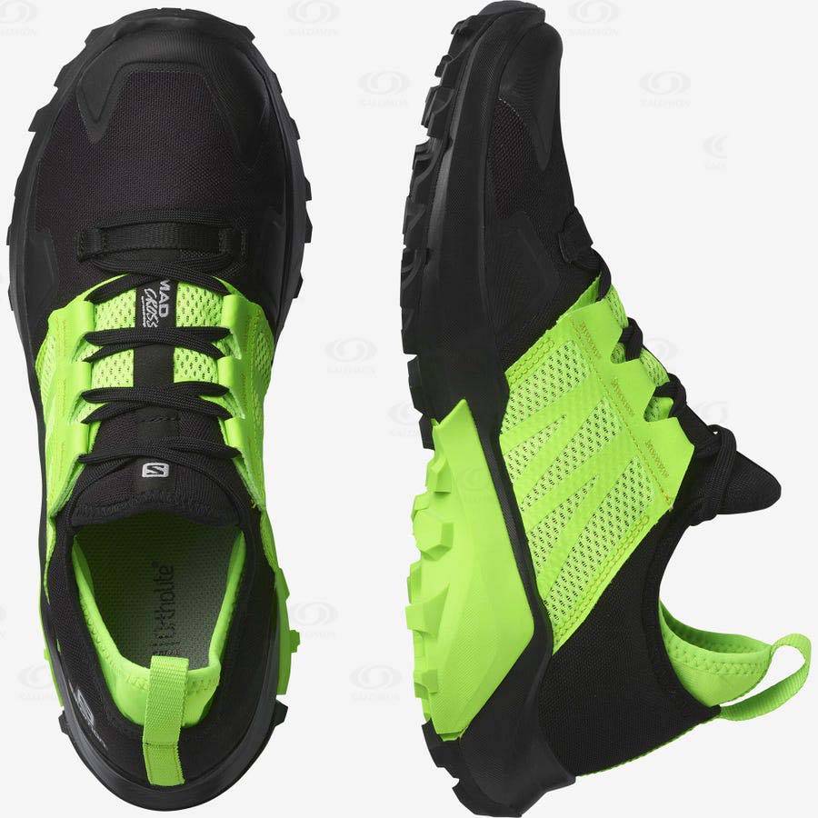 Tenis Trail Running Salomon MADCROSS Hombre Negros Verdes | MX-A2249