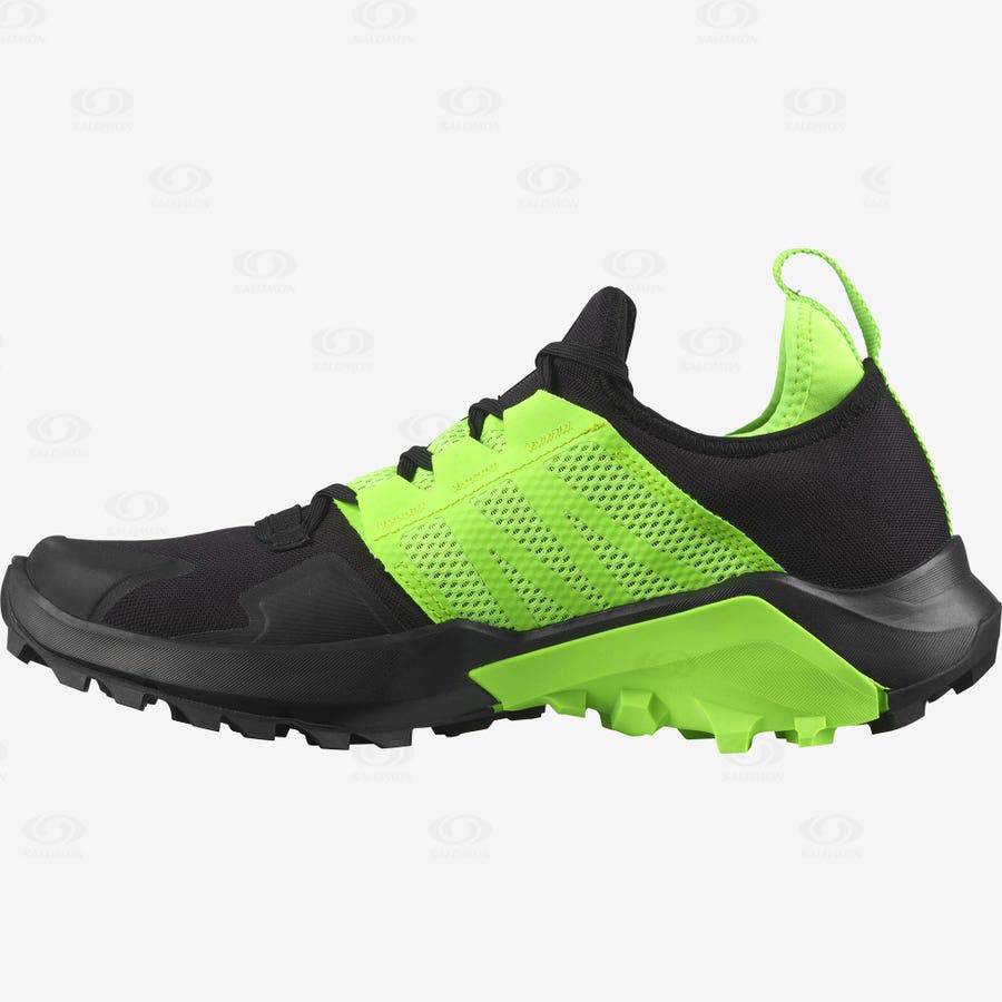 Tenis Trail Running Salomon MADCROSS Hombre Negros Verdes | MX-A2249