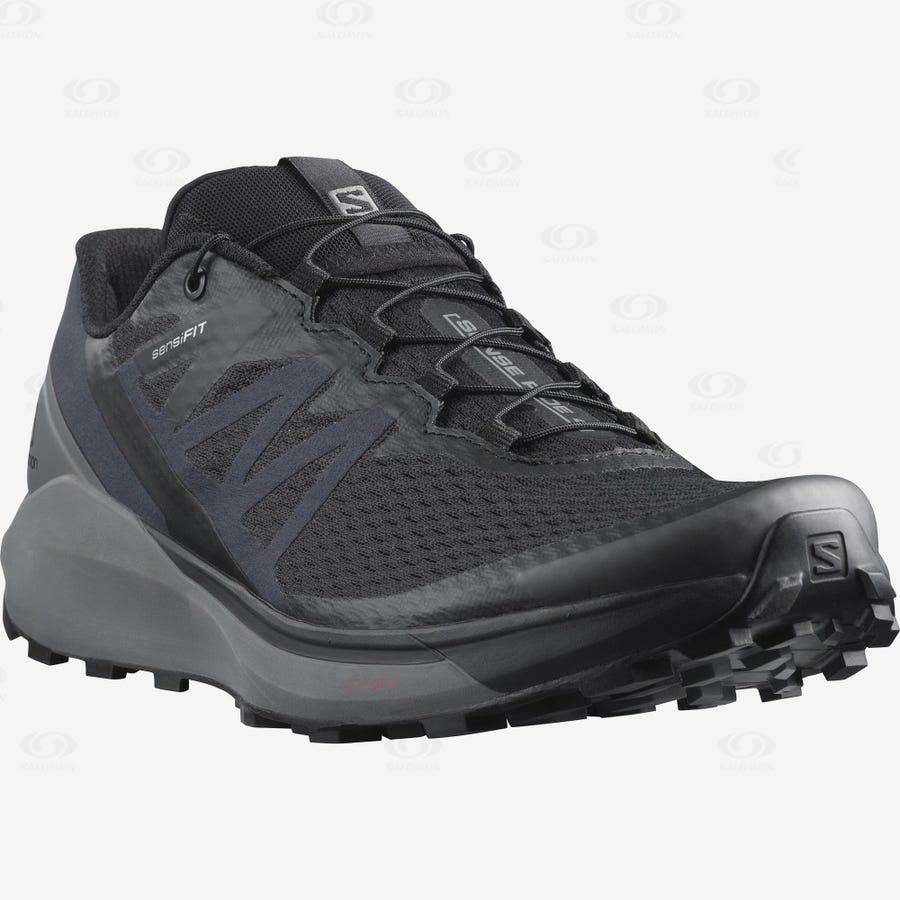 Tenis Trail Running Salomon SENSE RIDE 4 Hombre Negros Grises | MX-A1997