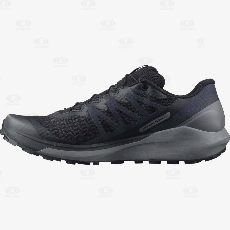 Tenis Trail Running Salomon SENSE RIDE 4 Hombre Negros Grises | MX-A1997