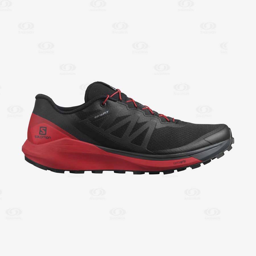 Tenis Trail Running Salomon SENSE RIDE 4 Hombre Negros Rojos | MX-N2058