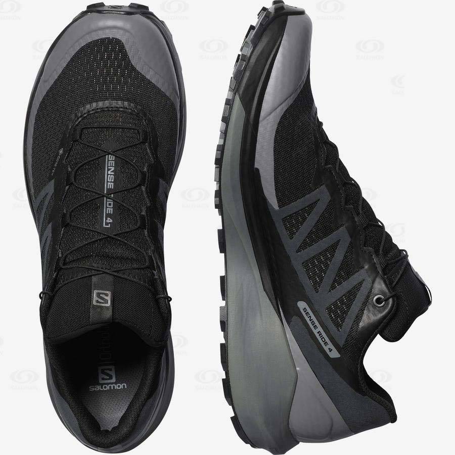 Tenis Trail Running Salomon SENSE RIDE 4 GORE-TEX INVISIBLE FIT Hombre Negros Negros | MX-O1432