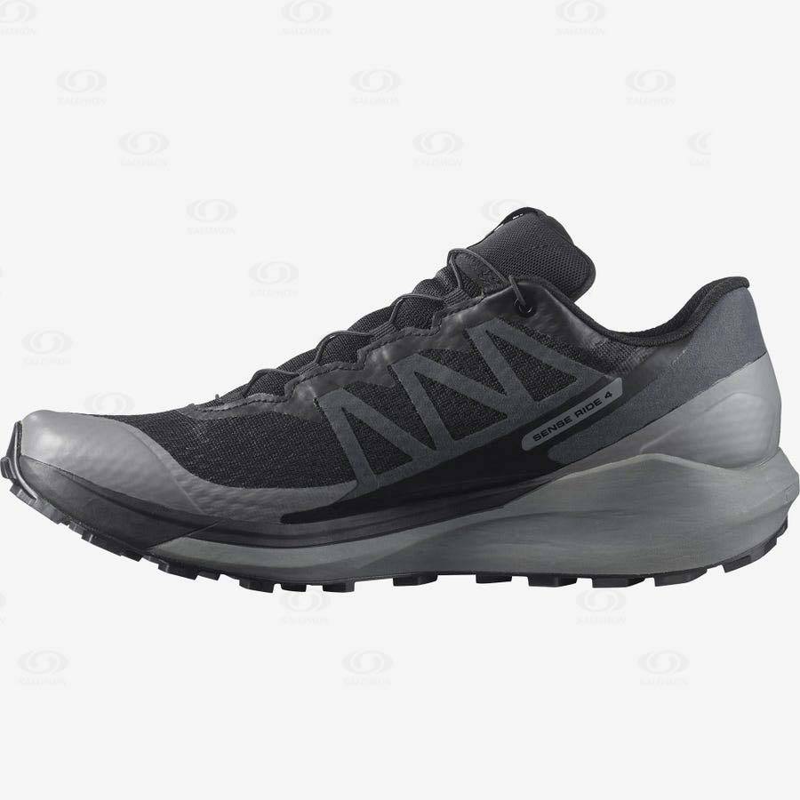 Tenis Trail Running Salomon SENSE RIDE 4 GORE-TEX INVISIBLE FIT Hombre Negros Negros | MX-O1432