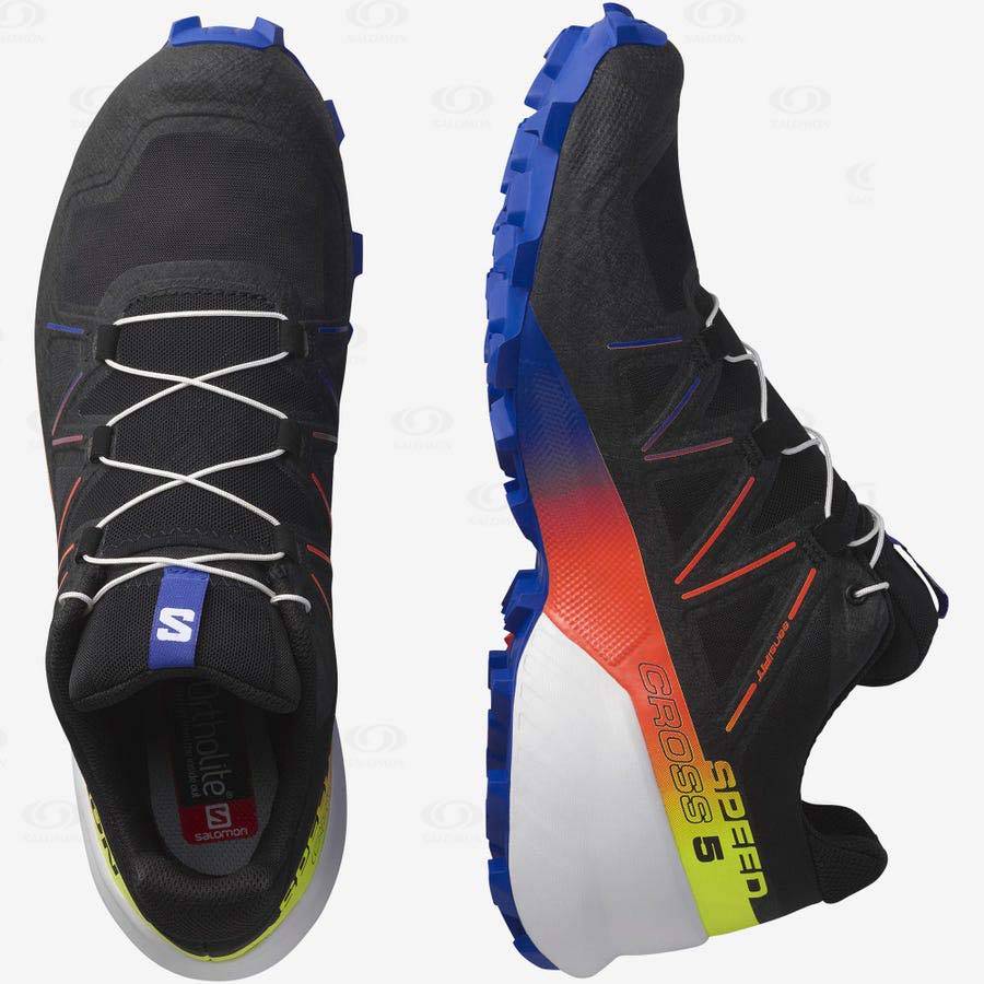 Tenis Trail Running Salomon SPEEDCROSS 5 RACING PACK Hombre Negros Azules | MX-A1710