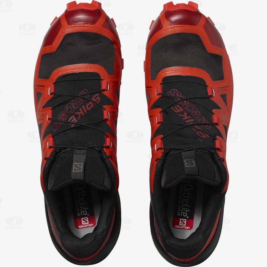 Tenis Trail Running Salomon SPIKECROSS 5 GORE-TEX Hombre Negros Rojos | MX-W1560