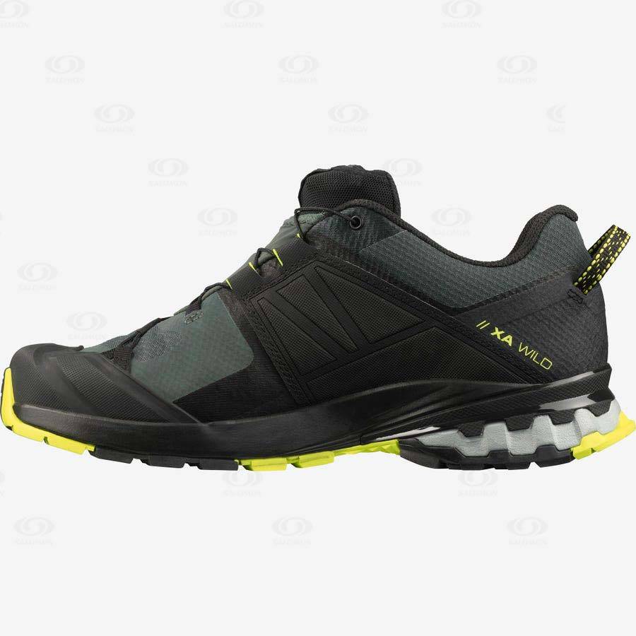 Tenis Trail Running Salomon XA WILD GORE-TEX Hombre Negros Verde Oliva | MX-M2091