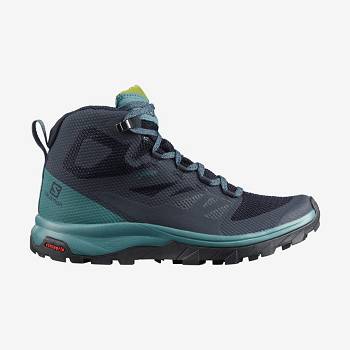 Botas Montaña Salomon OUTLINE MID GORE-TEX Mujer Negros Verdes | MX-O2545