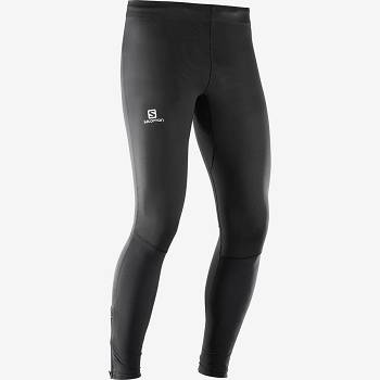 Mallas Para Correr Salomon AGILE LONG Hombre Negros Amarillos | MX-L1060