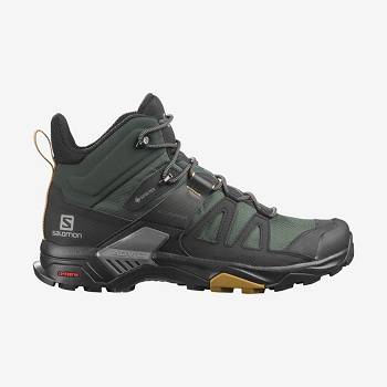 Tenis Impermeables Salomon X ULTRA 4 MID GORE-TEX Hombre Verdes Negros | MX-wO2188